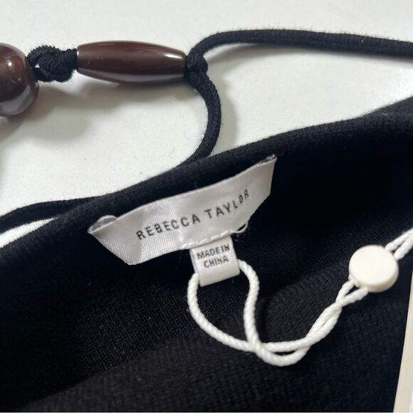 Rebecca Taylor NWT Black Compact Stretch Knotted Back Column Dress XL - Picture 7 of 13